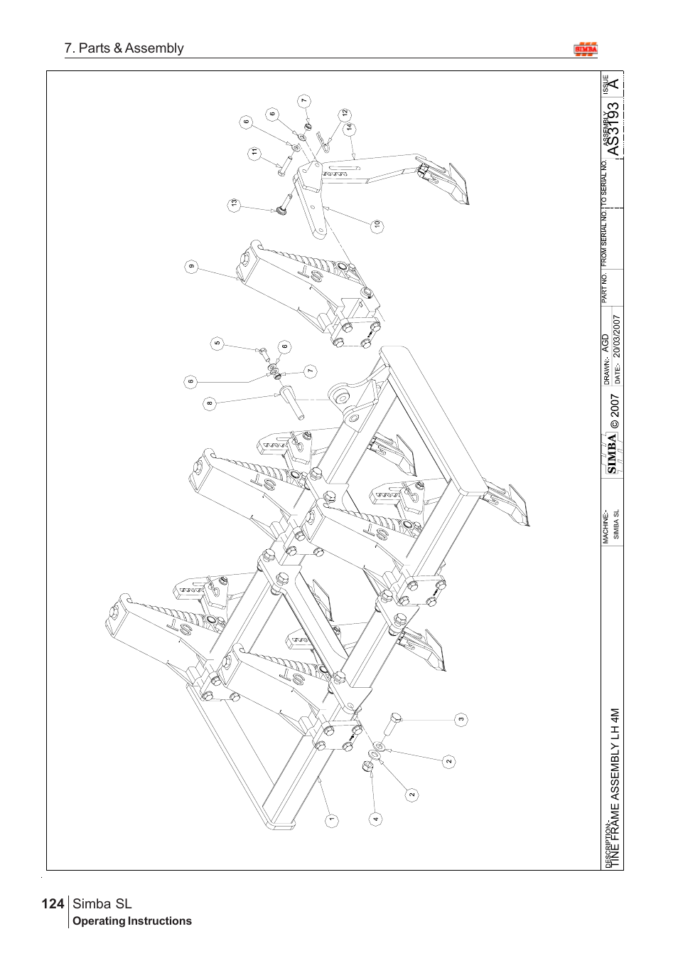 Aas 3193, Parts & assembly simba sl | Great Plains Simba SL 2009 Assembly Instructions User Manual | Page 90 / 156
