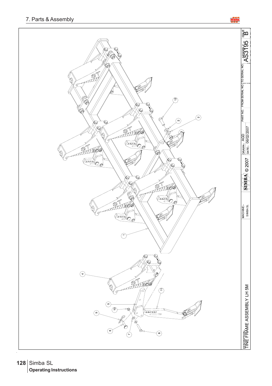 Ba s 31 95, Parts & assembly simba sl | Great Plains Simba SL 2009 Assembly Instructions User Manual | Page 94 / 156