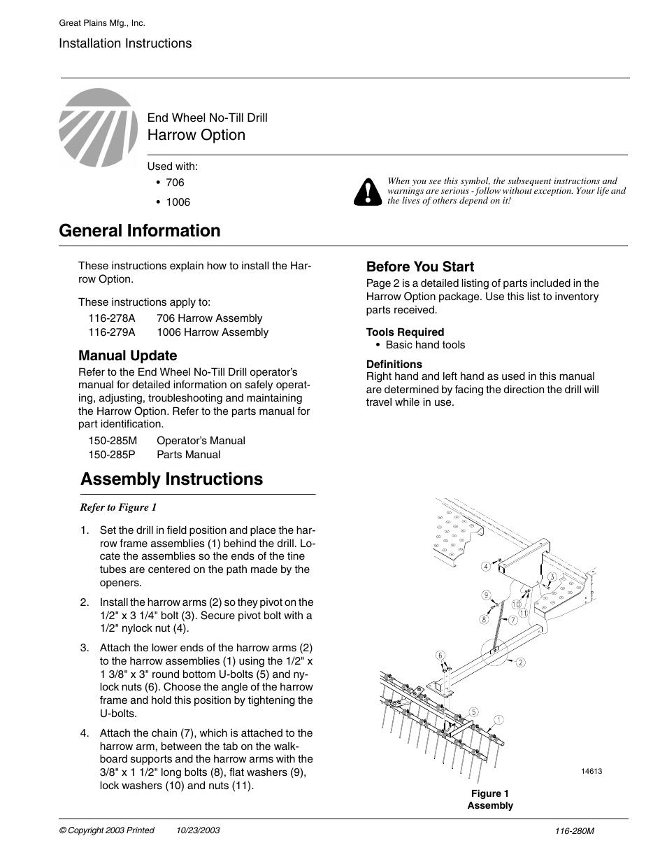 Great Plains 1006 Assembly Instructions User Manual | 2 pages