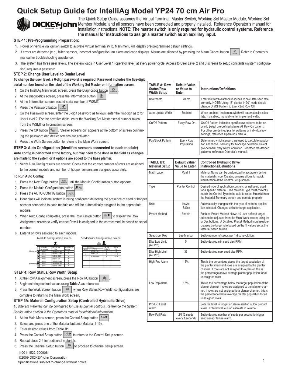 Great Plains YP2425A-2470 24 Row 70 cm Quick Start User Manual | 5 pages