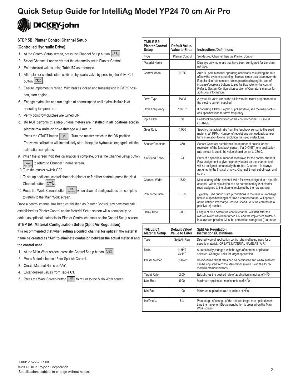 Great Plains YP2425A-2470 24 Row 70 cm Quick Start User Manual | Page 2 / 5