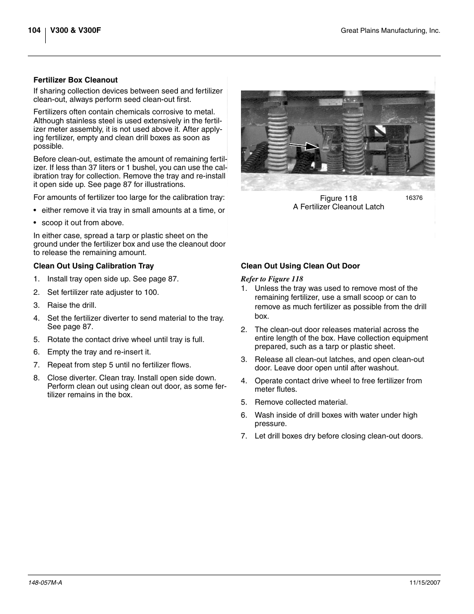 Fertilizer box cleanout | Great Plains V-300F Operator Manual User Manual | Page 108 / 132