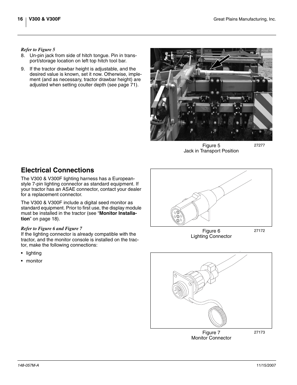 Electrical connections | Great Plains V-300F Operator Manual User Manual | Page 20 / 132