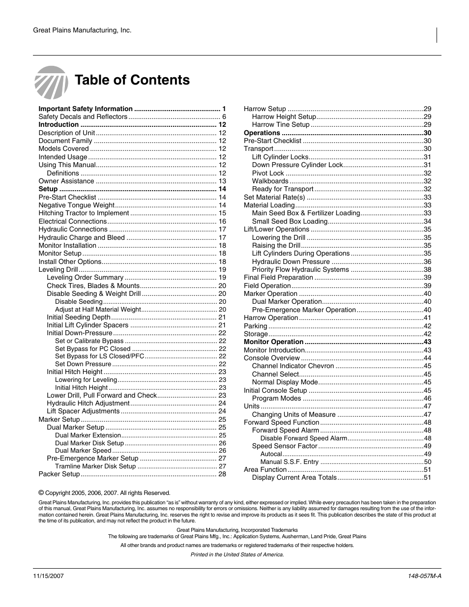 Great Plains V-300F Operator Manual User Manual | Page 3 / 132