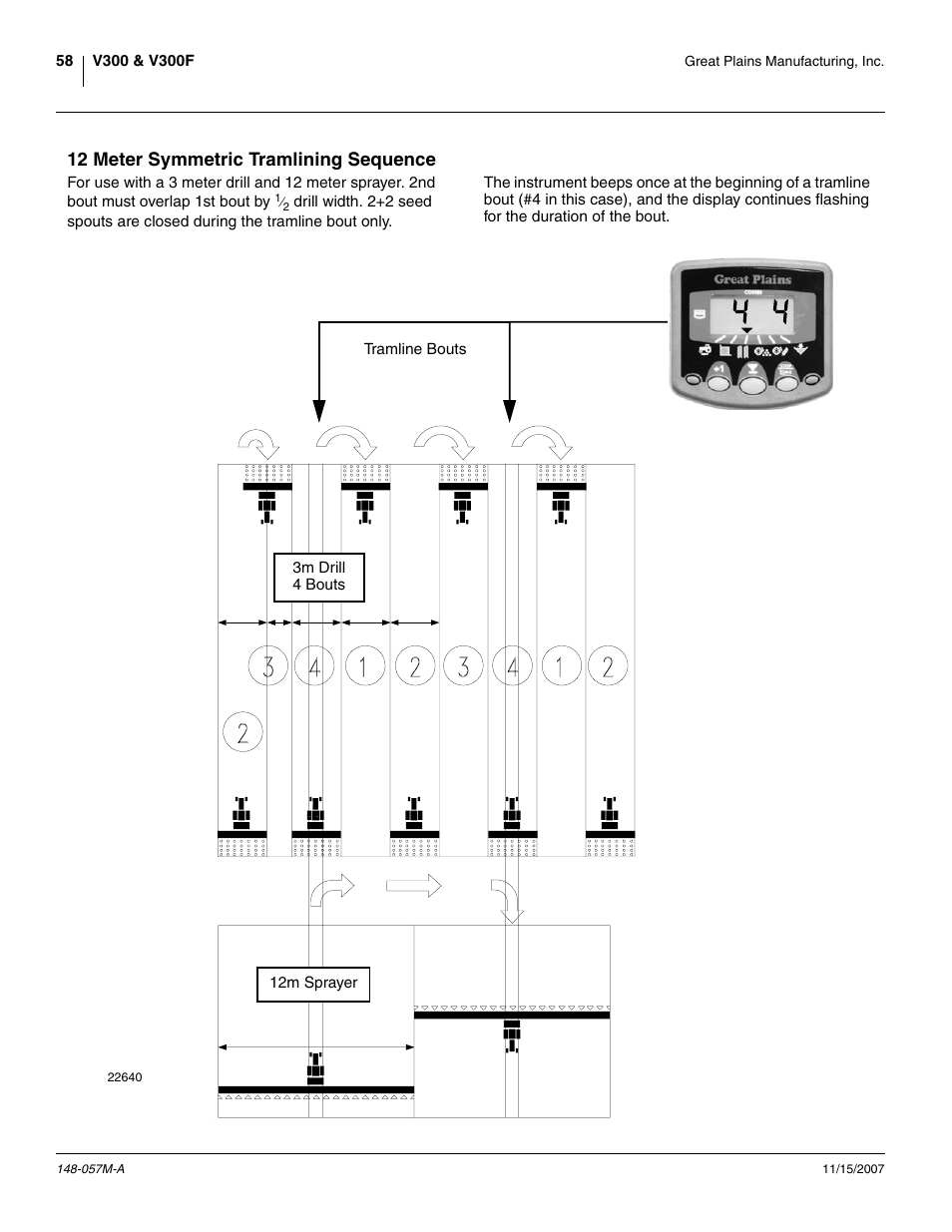 12 meter symmetric tramlining sequence | Great Plains V-300F Operator Manual User Manual | Page 62 / 132