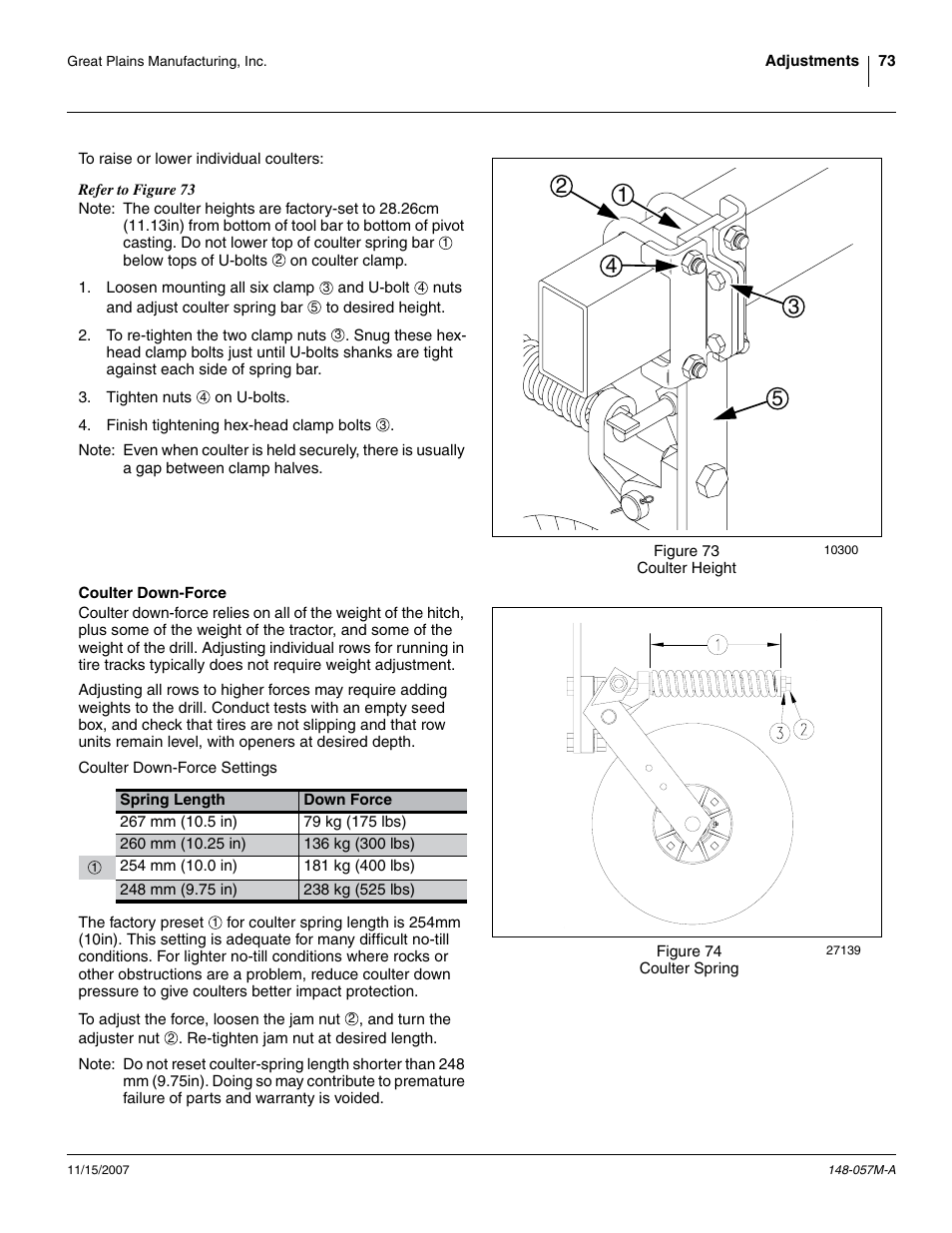 Coulter down-force | Great Plains V-300F Operator Manual User Manual | Page 77 / 132