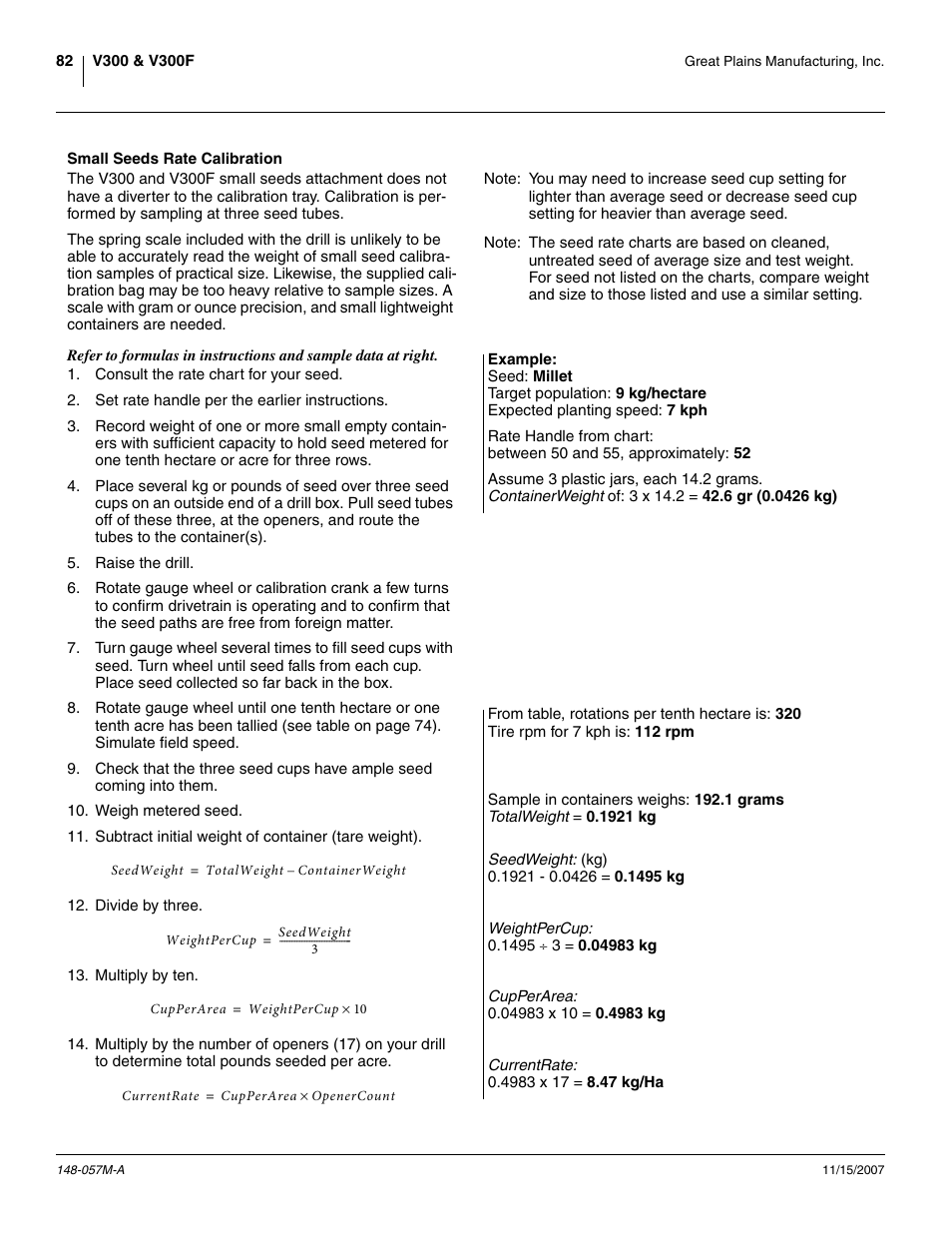 Small seeds rate calibration | Great Plains V-300F Operator Manual User Manual | Page 86 / 132