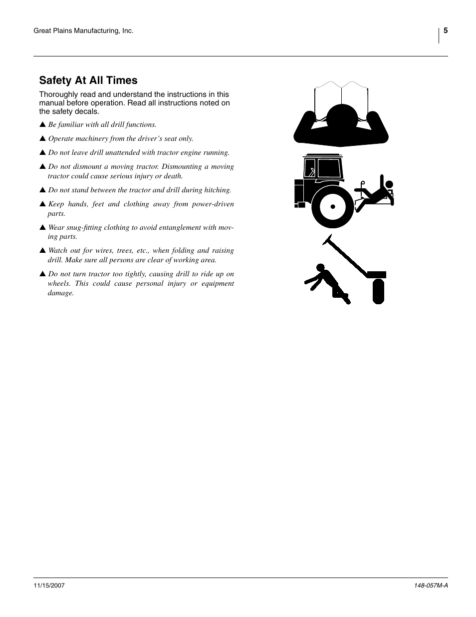 Safety at all times | Great Plains V-300F Operator Manual User Manual | Page 9 / 132