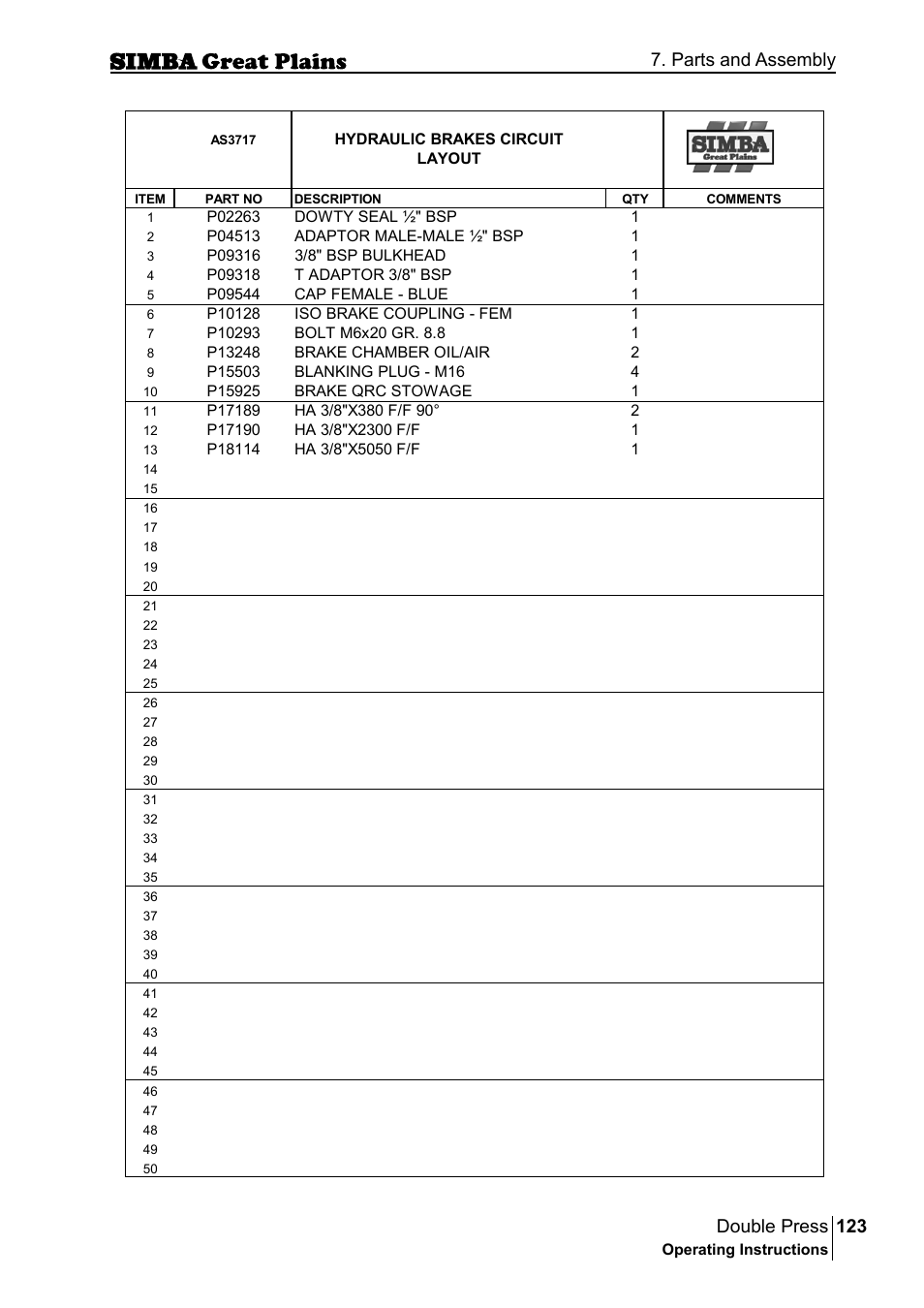 123 double press, Parts and assembly | Great Plains P18046B Operator Manual User Manual | Page 123 / 146