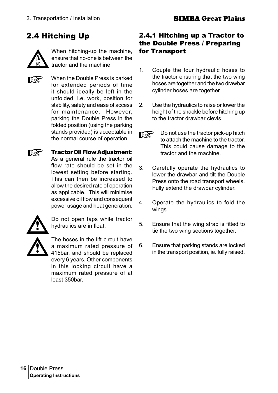 4 hitching up | Great Plains P18046B Operator Manual User Manual | Page 16 / 146