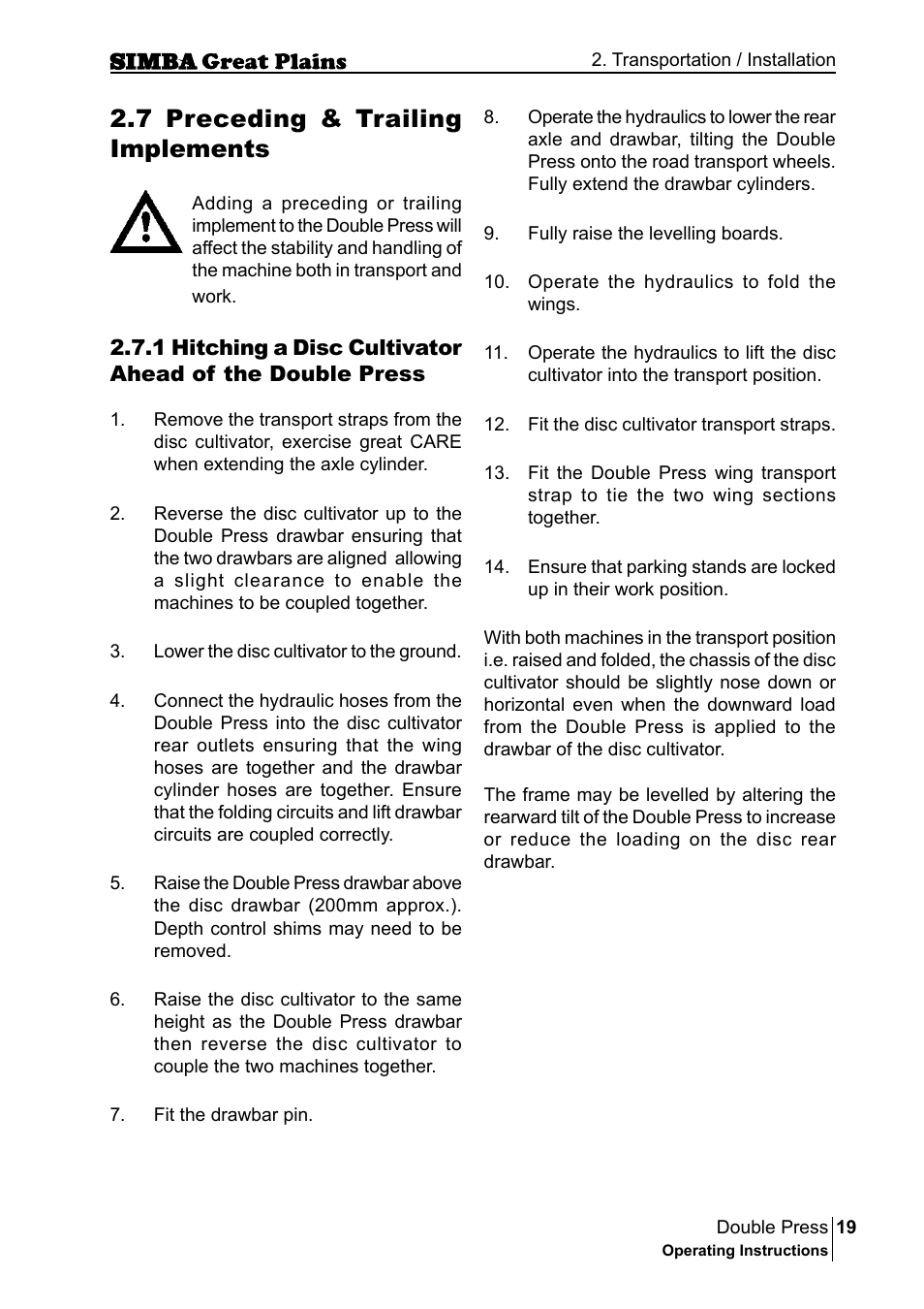 7 preceding & trailing implements | Great Plains P18046B Operator Manual User Manual | Page 19 / 146