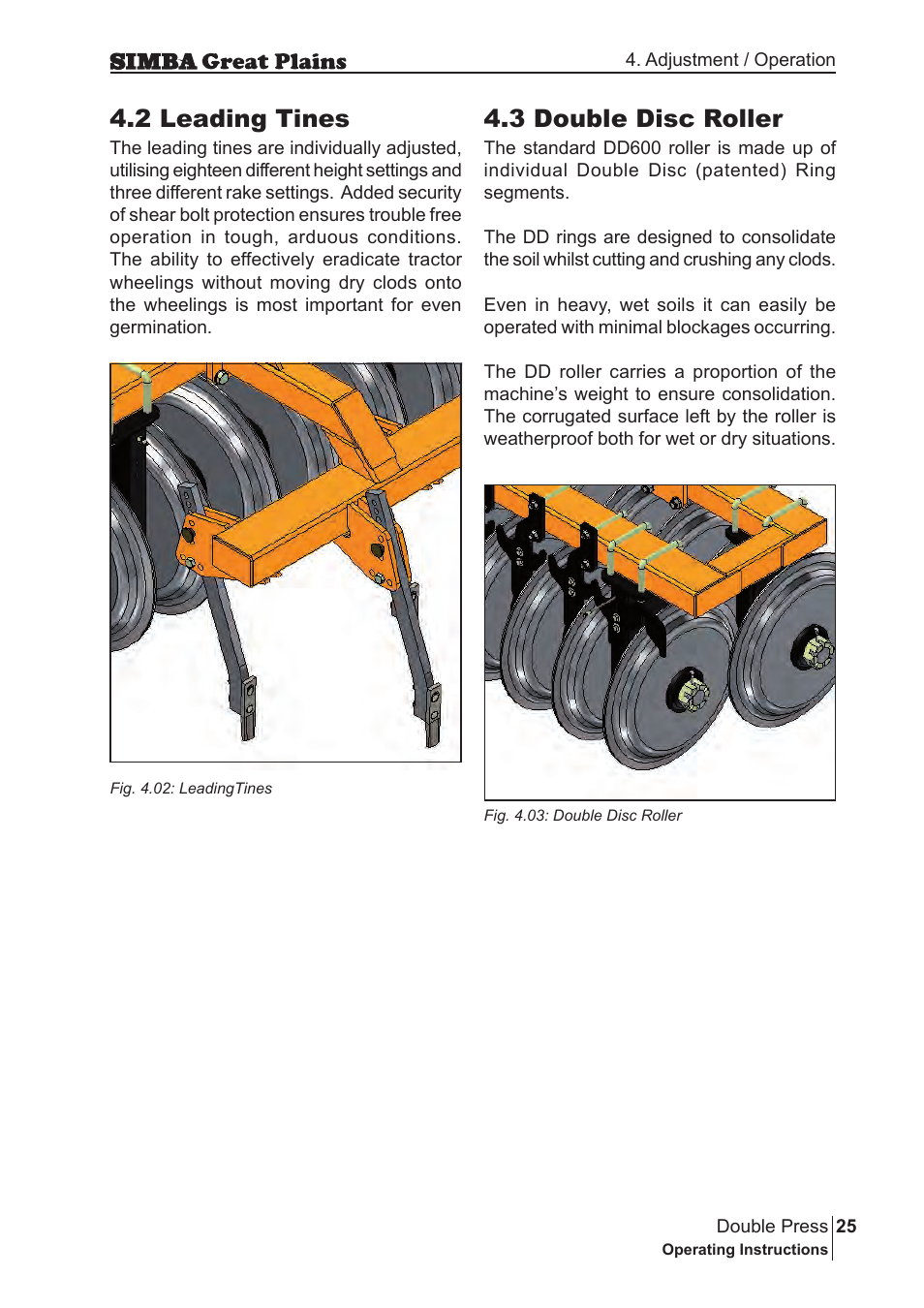 2 leading tines, 3 double disc roller | Great Plains P18046B Operator Manual User Manual | Page 25 / 146