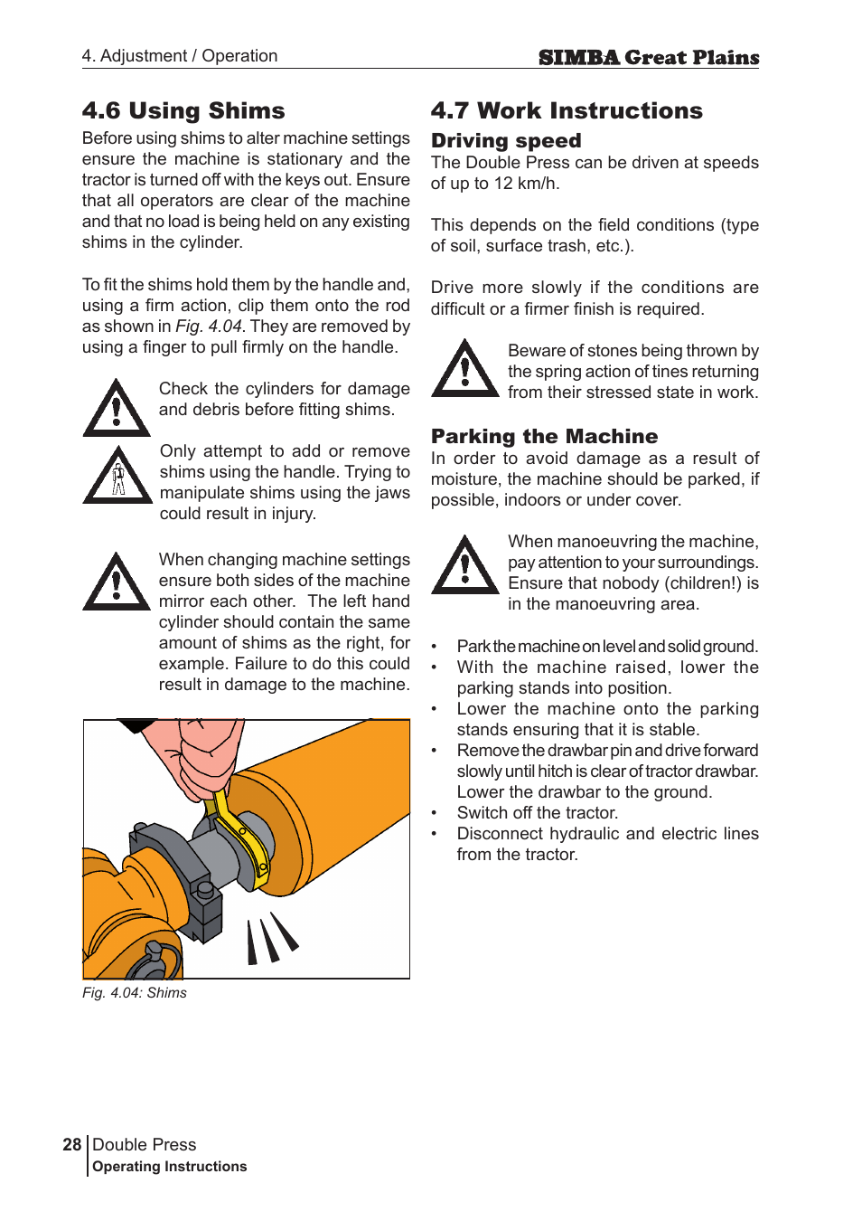 6 using shims, 7 work instructions | Great Plains P18046B Operator Manual User Manual | Page 28 / 146