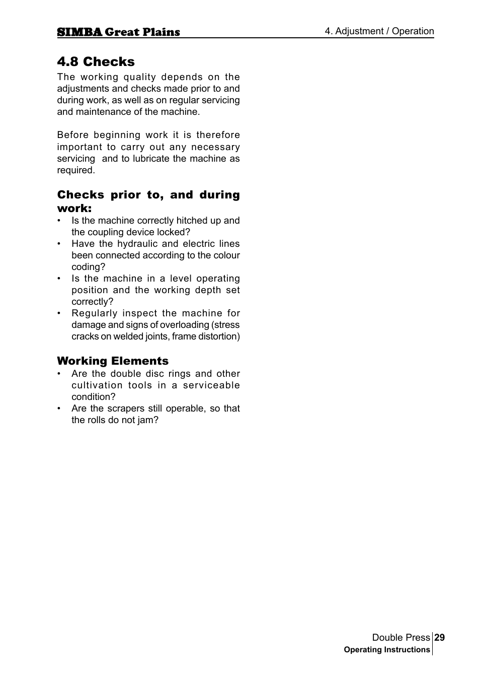 8 checks | Great Plains P18046B Operator Manual User Manual | Page 29 / 146