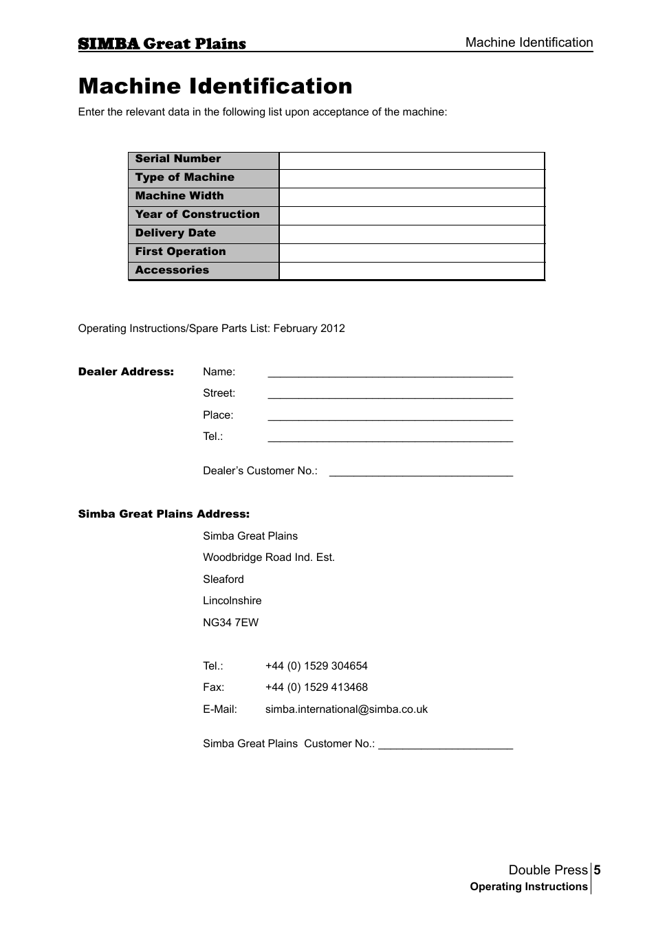 Machine identification | Great Plains P18046B Operator Manual User Manual | Page 5 / 146