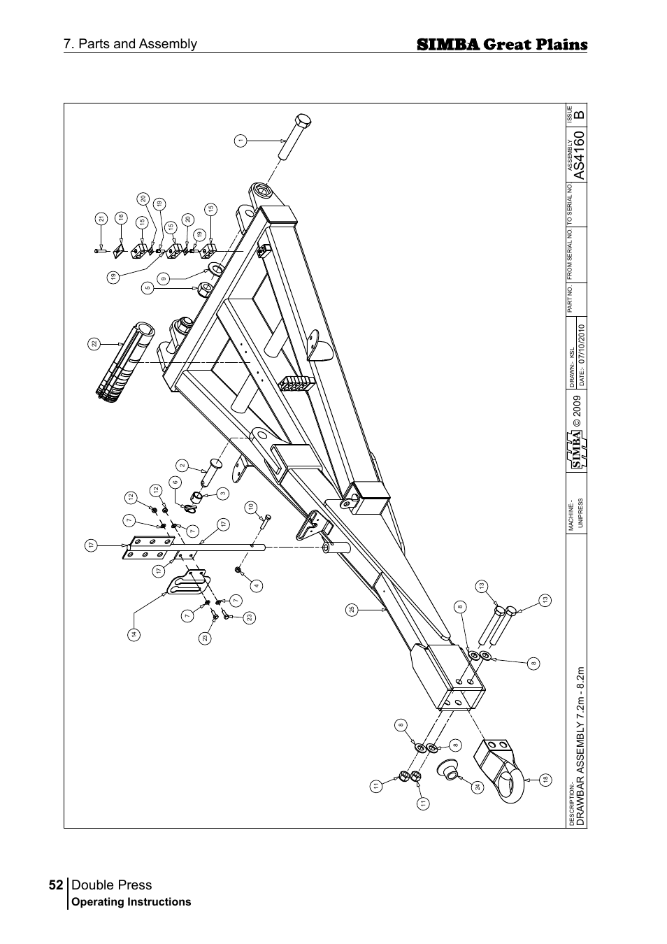 Double press, 52 7. parts and assembly, Bas 41 60 | Operating instructions, Si m b a | Great Plains P18046B Operator Manual User Manual | Page 52 / 146