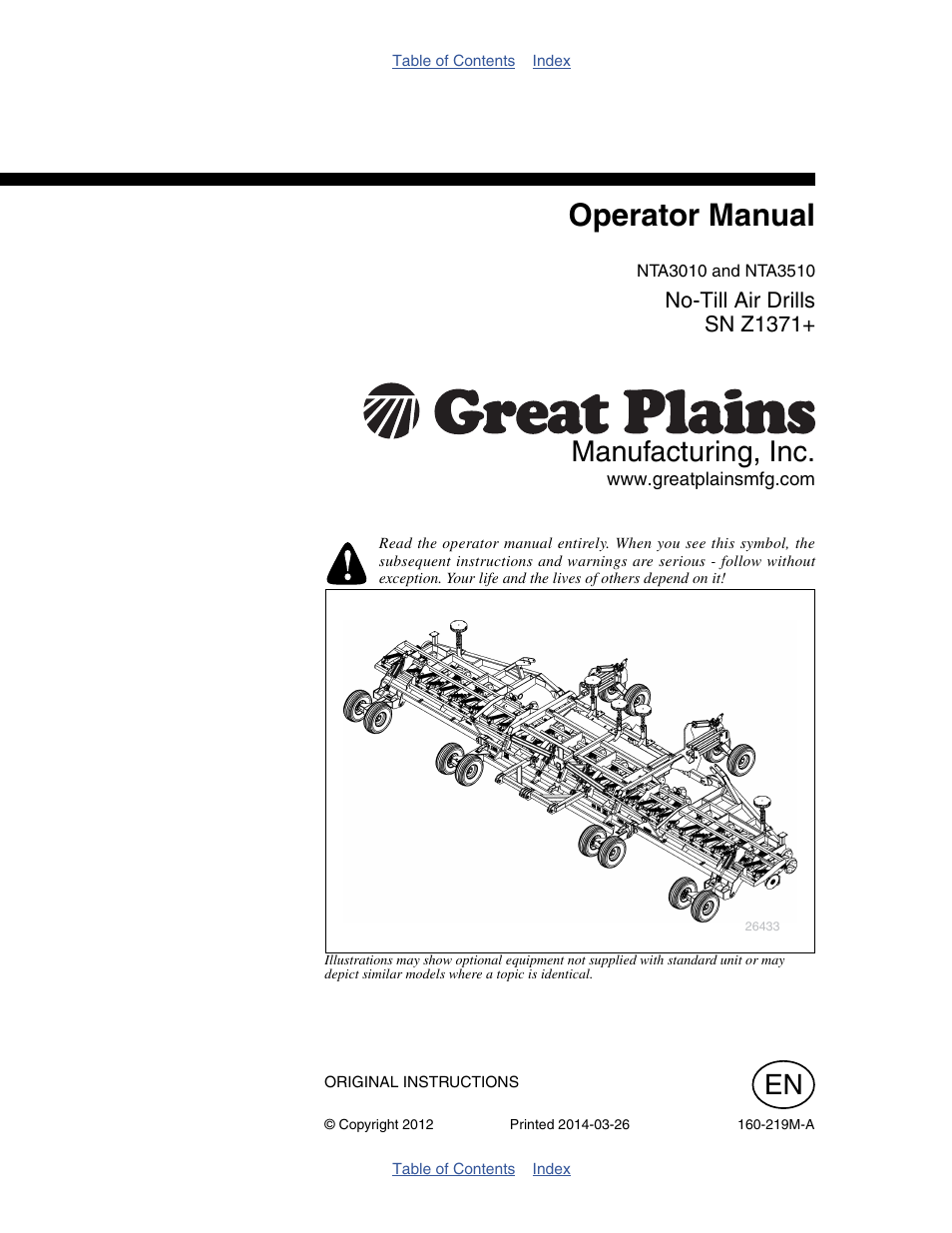 Great Plains NTA3010 Operator Manual User Manual | 76 pages