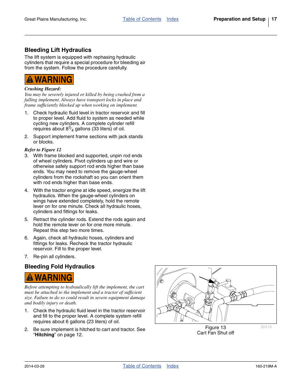 Bleeding lift hydraulics, Bleeding fold hydraulics, Bleeding lift hydraulics bleeding fold hydraulics | Great Plains NTA3010 Operator Manual User Manual | Page 21 / 76