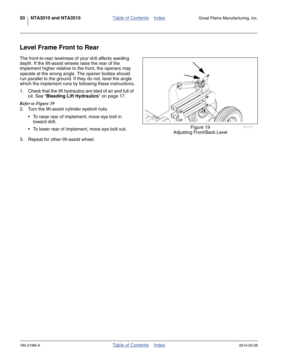 Level frame front to rear | Great Plains NTA3010 Operator Manual User Manual | Page 24 / 76