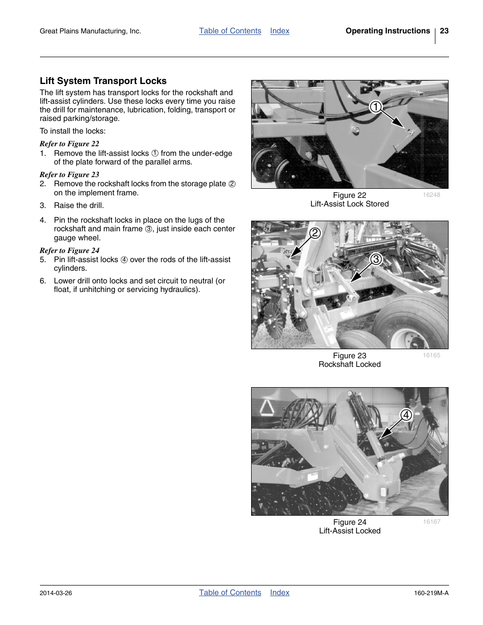 Lift system transport locks | Great Plains NTA3010 Operator Manual User Manual | Page 27 / 76