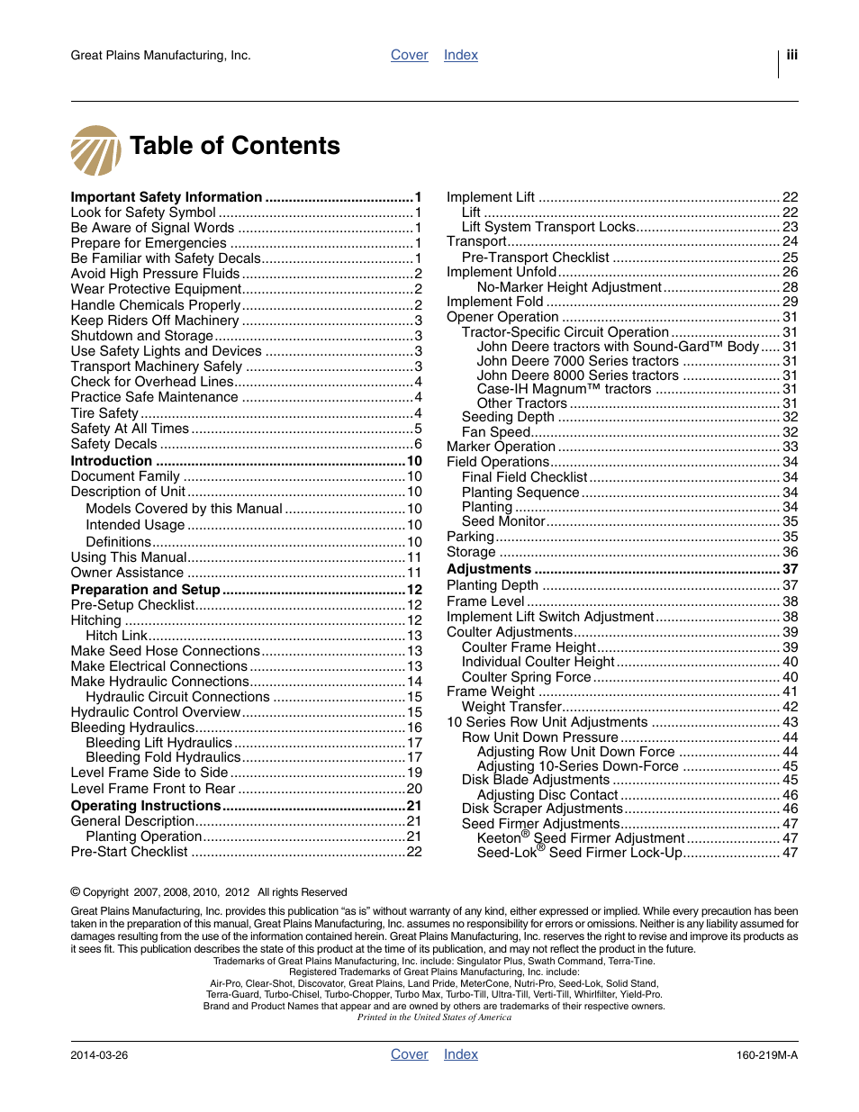 Great Plains NTA3010 Operator Manual User Manual | Page 3 / 76