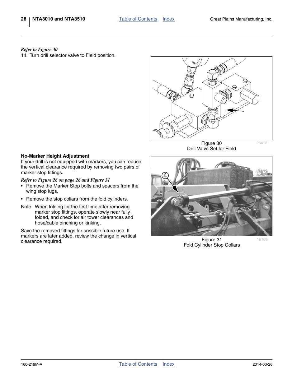 No-marker height adjustment | Great Plains NTA3010 Operator Manual User Manual | Page 32 / 76