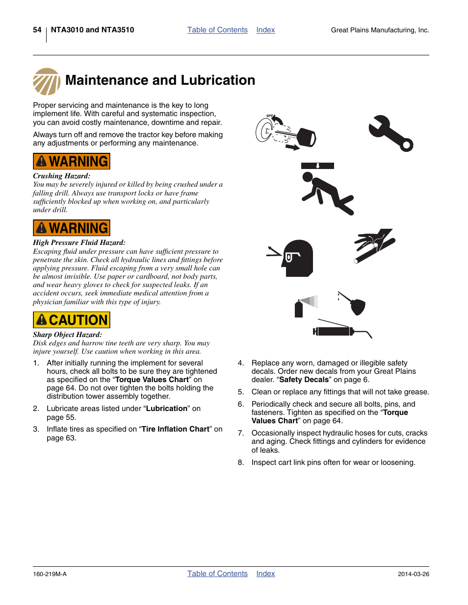 Maintenance and lubrication | Great Plains NTA3010 Operator Manual User Manual | Page 58 / 76
