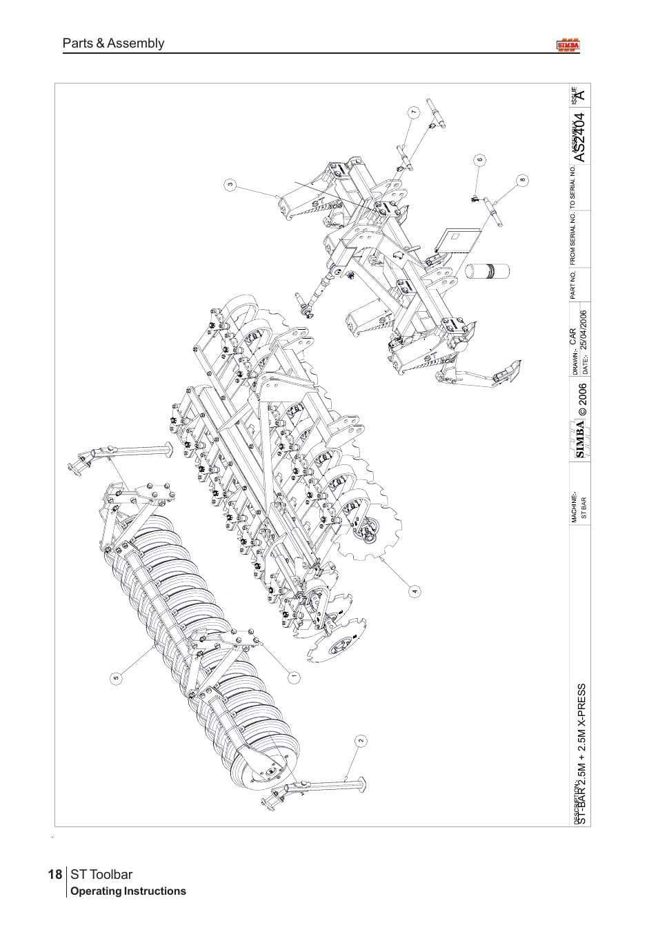 Aas2 40 4, St toolbar, Parts & assembly | Great Plains P13664 Serial No 12298 User Manual | Page 18 / 34