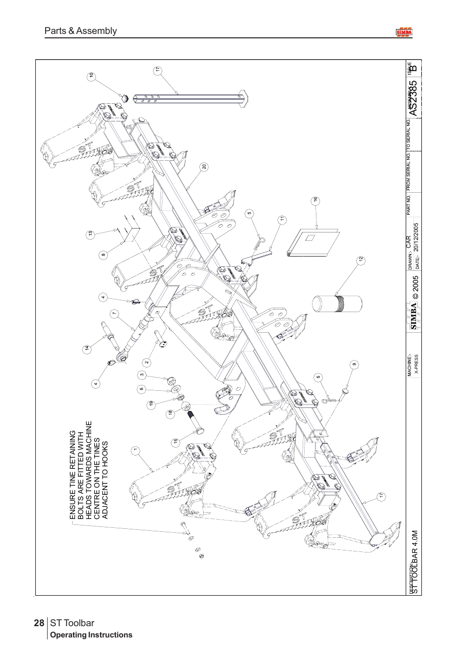 Bas2 385, St toolbar, 28 parts & assembly | Great Plains P13664 Serial No 12298 User Manual | Page 28 / 34