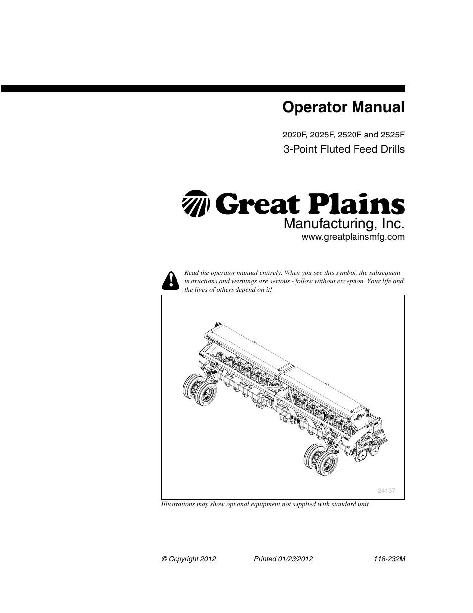 Great Plains 2525F Operator Manual User Manual | 88 pages