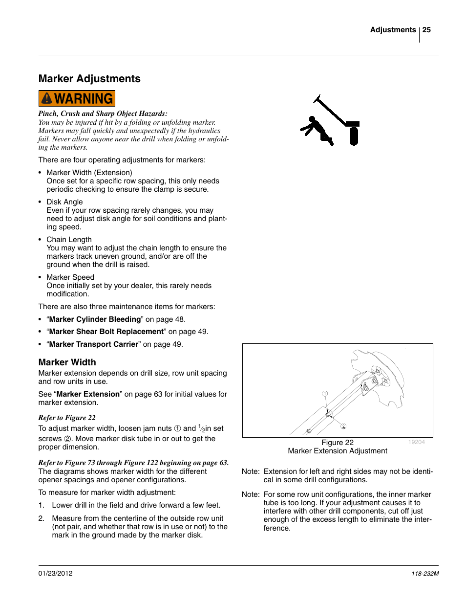 Marker adjustments, Marker width | Great Plains 2525F Operator Manual User Manual | Page 29 / 88