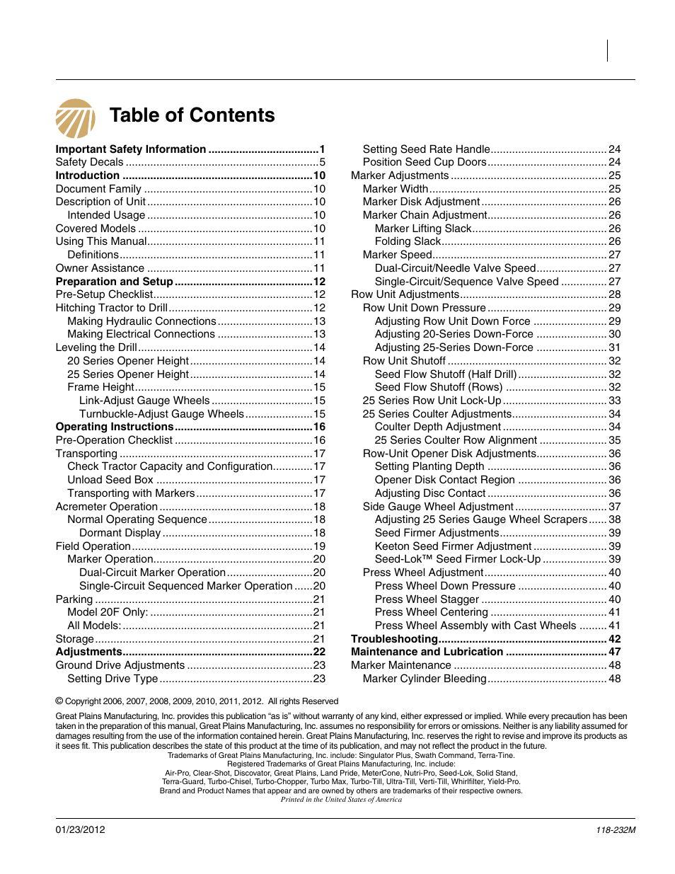 Great Plains 2525F Operator Manual User Manual | Page 3 / 88