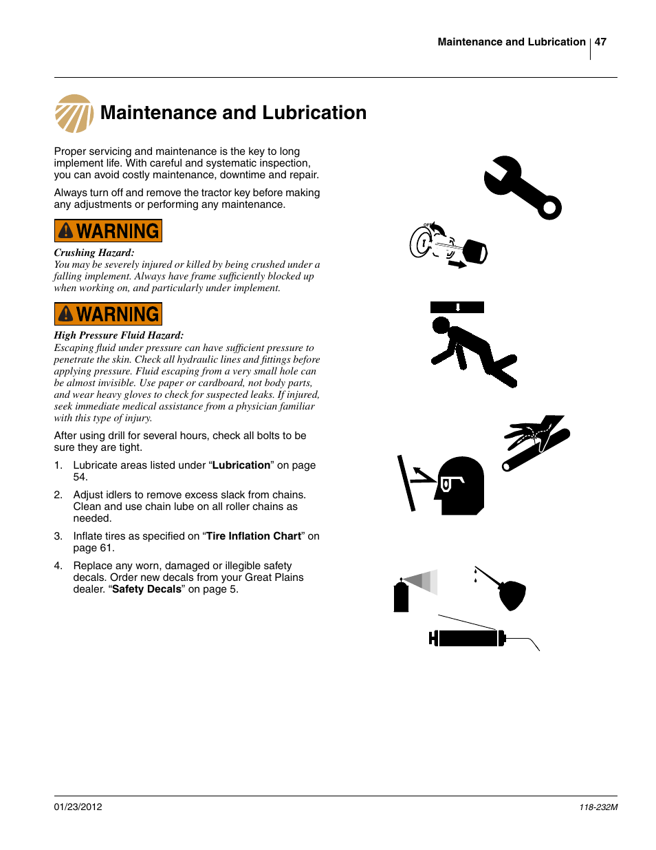 Maintenance and lubrication | Great Plains 2525F Operator Manual User Manual | Page 51 / 88