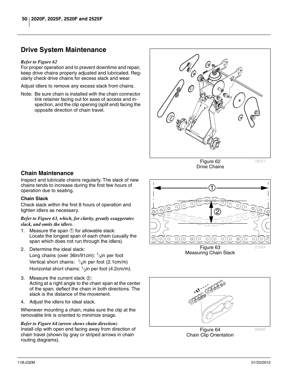 Drive system maintenance, Chain maintenance, Chain slack | Great Plains 2525F Operator Manual User Manual | Page 54 / 88