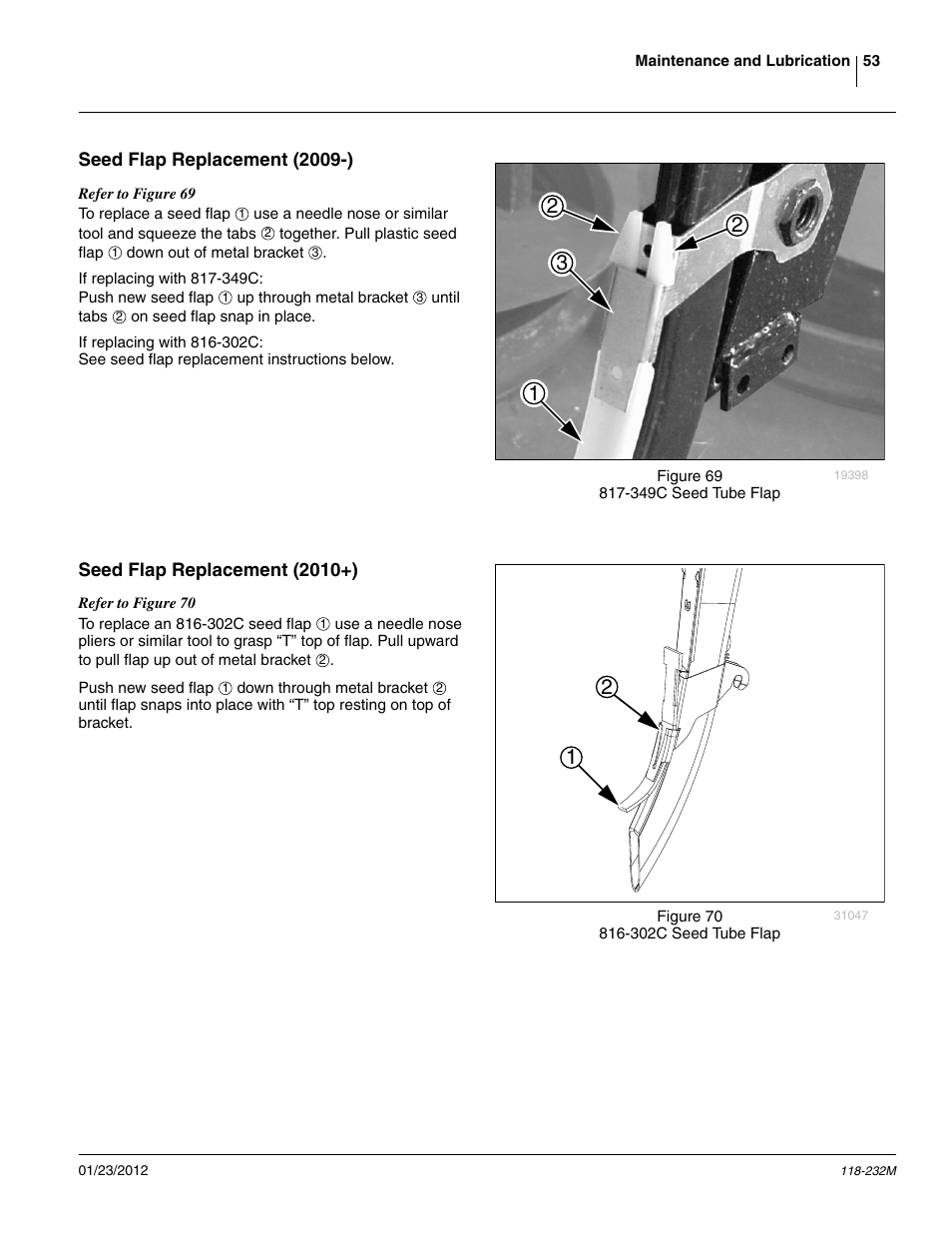 Seed flap replacement (2009-), Seed flap replacement (2010+) | Great Plains 2525F Operator Manual User Manual | Page 57 / 88