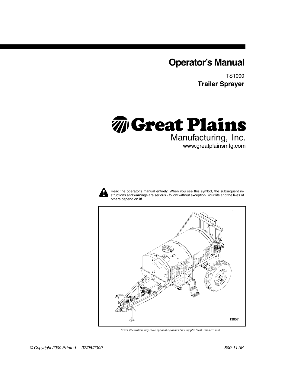 Great Plains TS1000 Trailer Sprayer Operator Manual User Manual | 39 pages