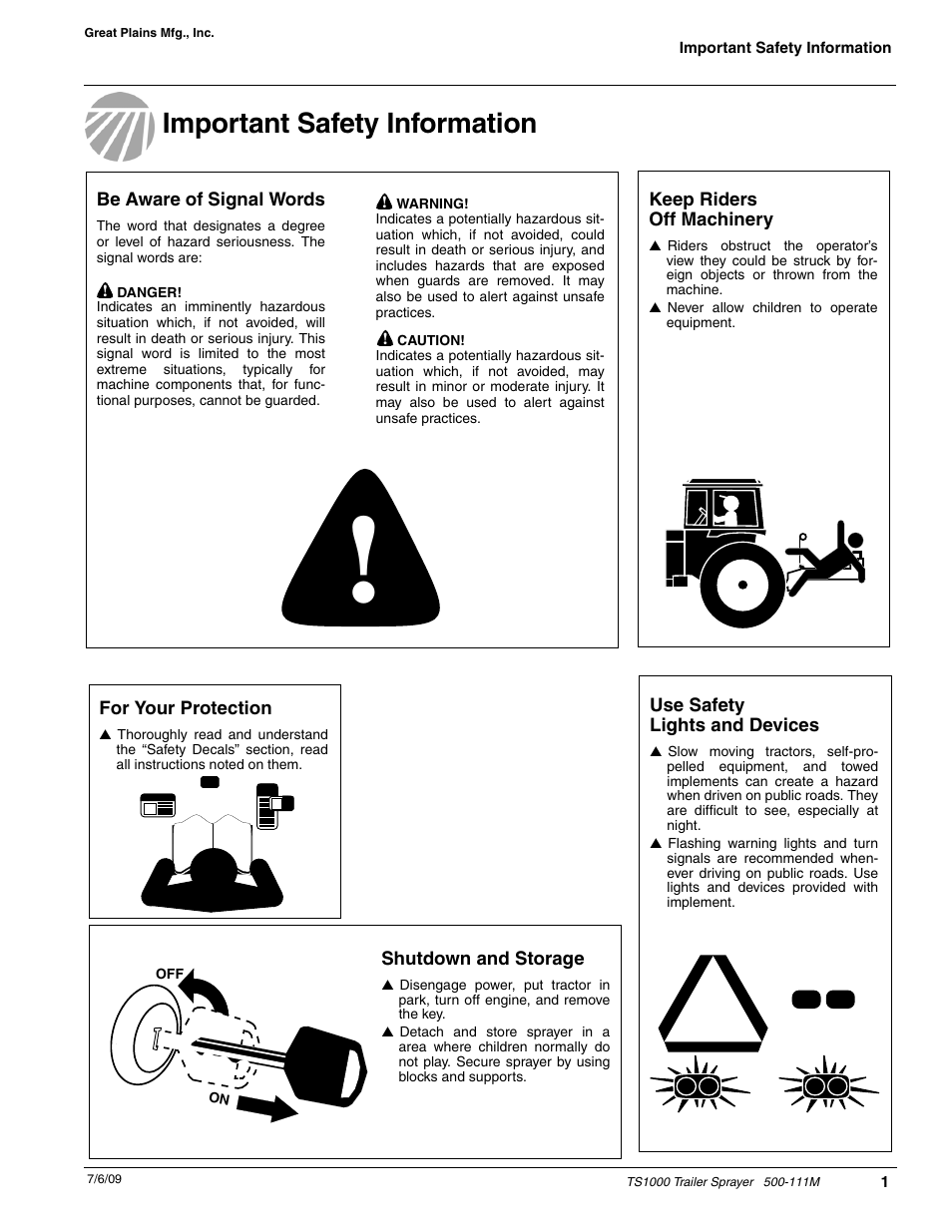 Important safety information | Great Plains TS1000 Trailer Sprayer Operator Manual User Manual | Page 3 / 39