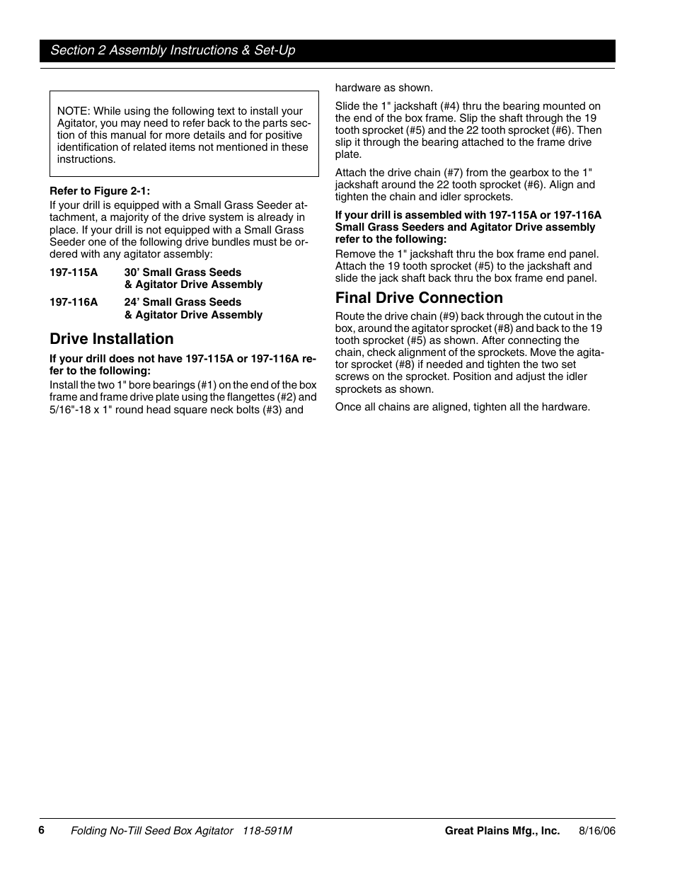 Drive installation, Final drive connection | Great Plains 2520 Operator Manual User Manual | Page 8 / 20