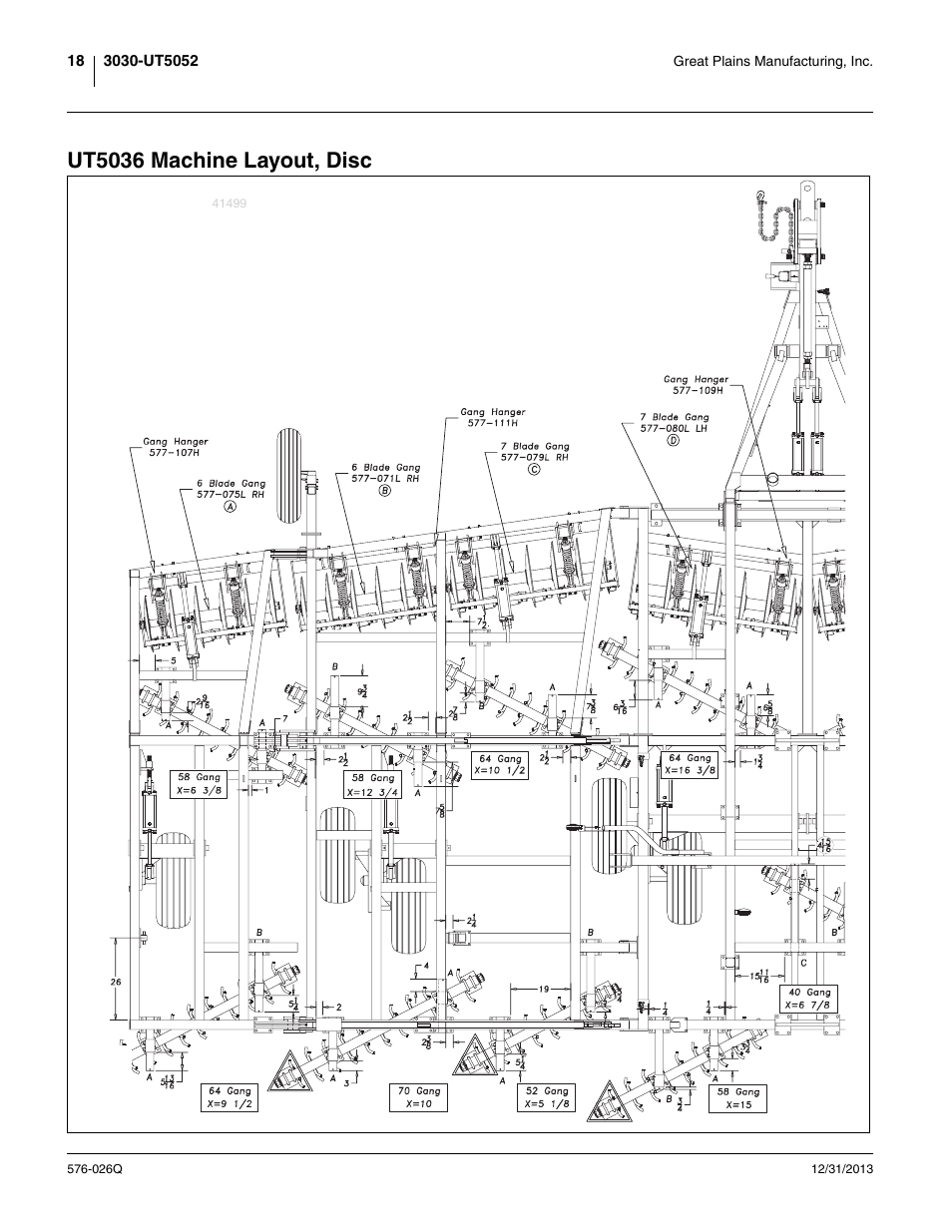 Ut5036 machine layout, disc | Great Plains UT5052 Predelivery Manual User Manual | Page 22 / 48