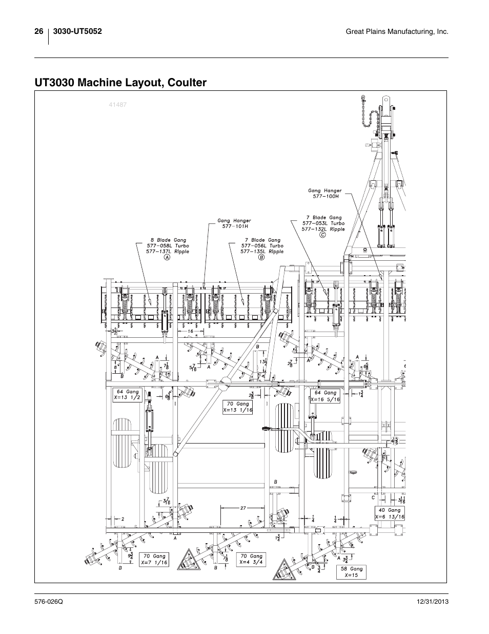 Ut3030 machine layout, coulter | Great Plains UT5052 Predelivery Manual User Manual | Page 30 / 48