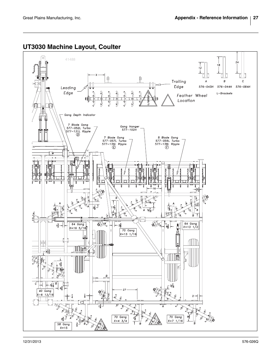 Ut3030 machine layout, coulter | Great Plains UT5052 Predelivery Manual User Manual | Page 31 / 48