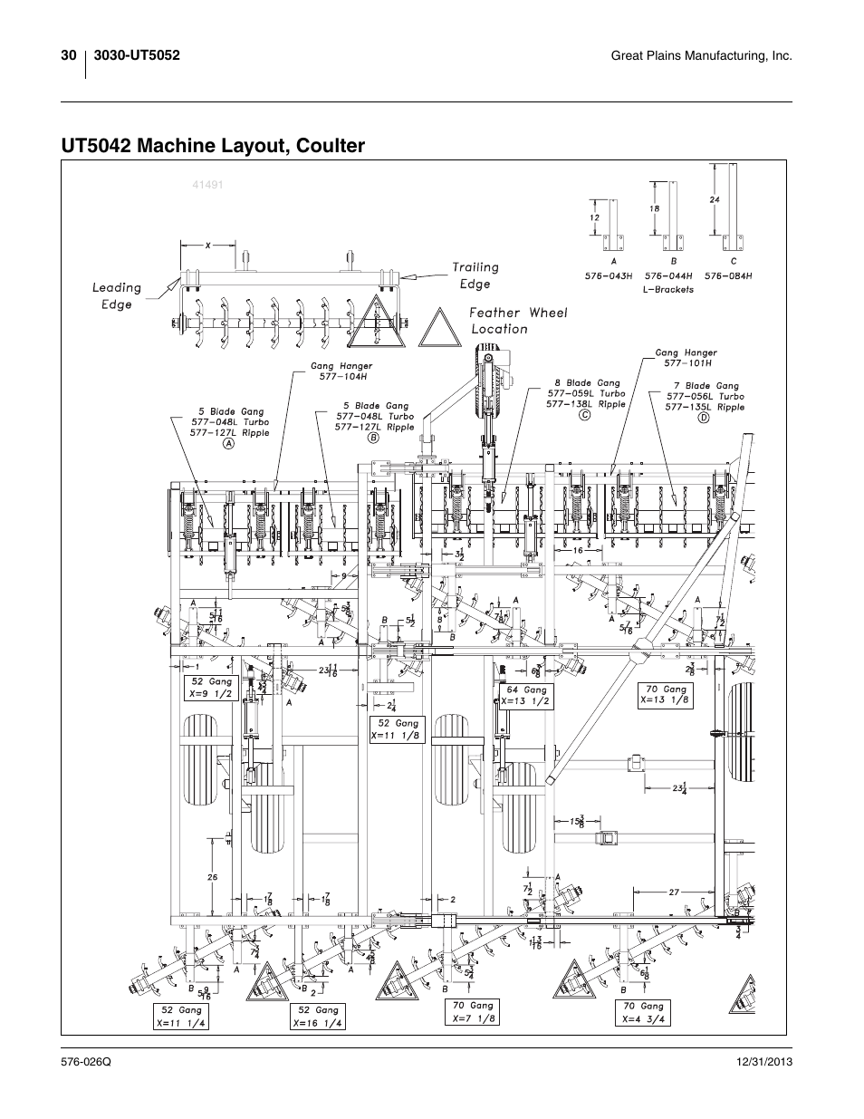 Ut5042 machine layout, coulter | Great Plains UT5052 Predelivery Manual User Manual | Page 34 / 48