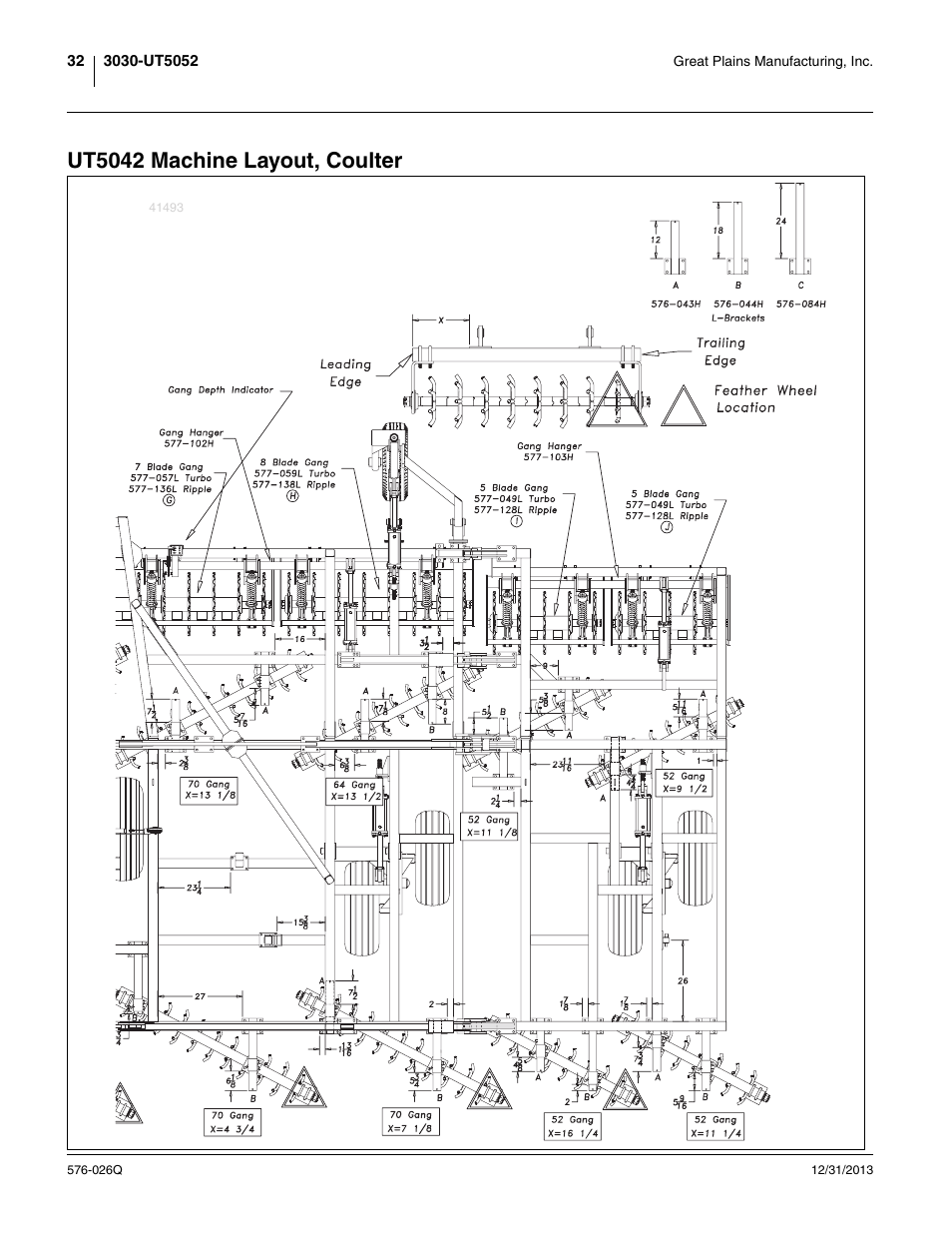 Ut5042 machine layout, coulter | Great Plains UT5052 Predelivery Manual User Manual | Page 36 / 48