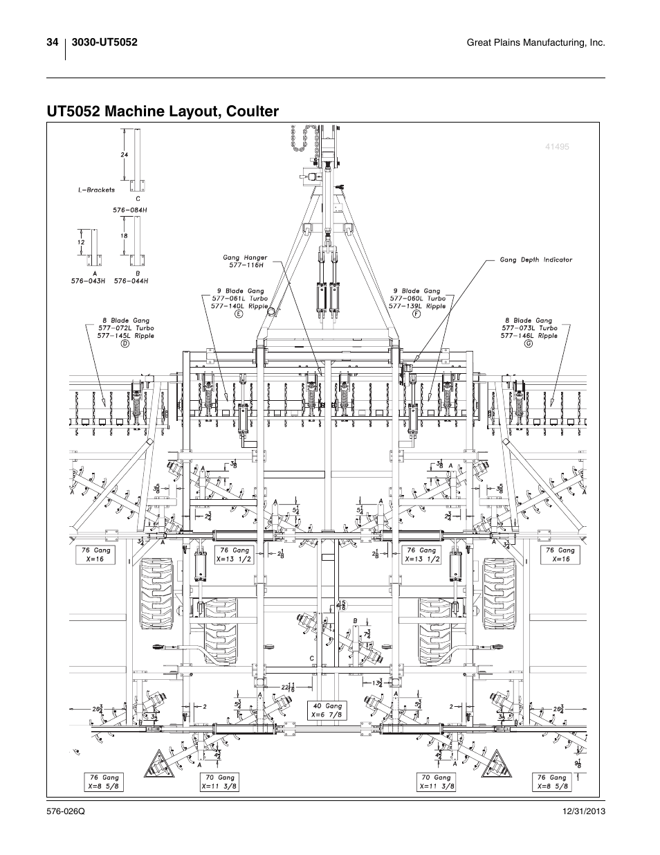 Ut5052 machine layout, coulter | Great Plains UT5052 Predelivery Manual User Manual | Page 38 / 48
