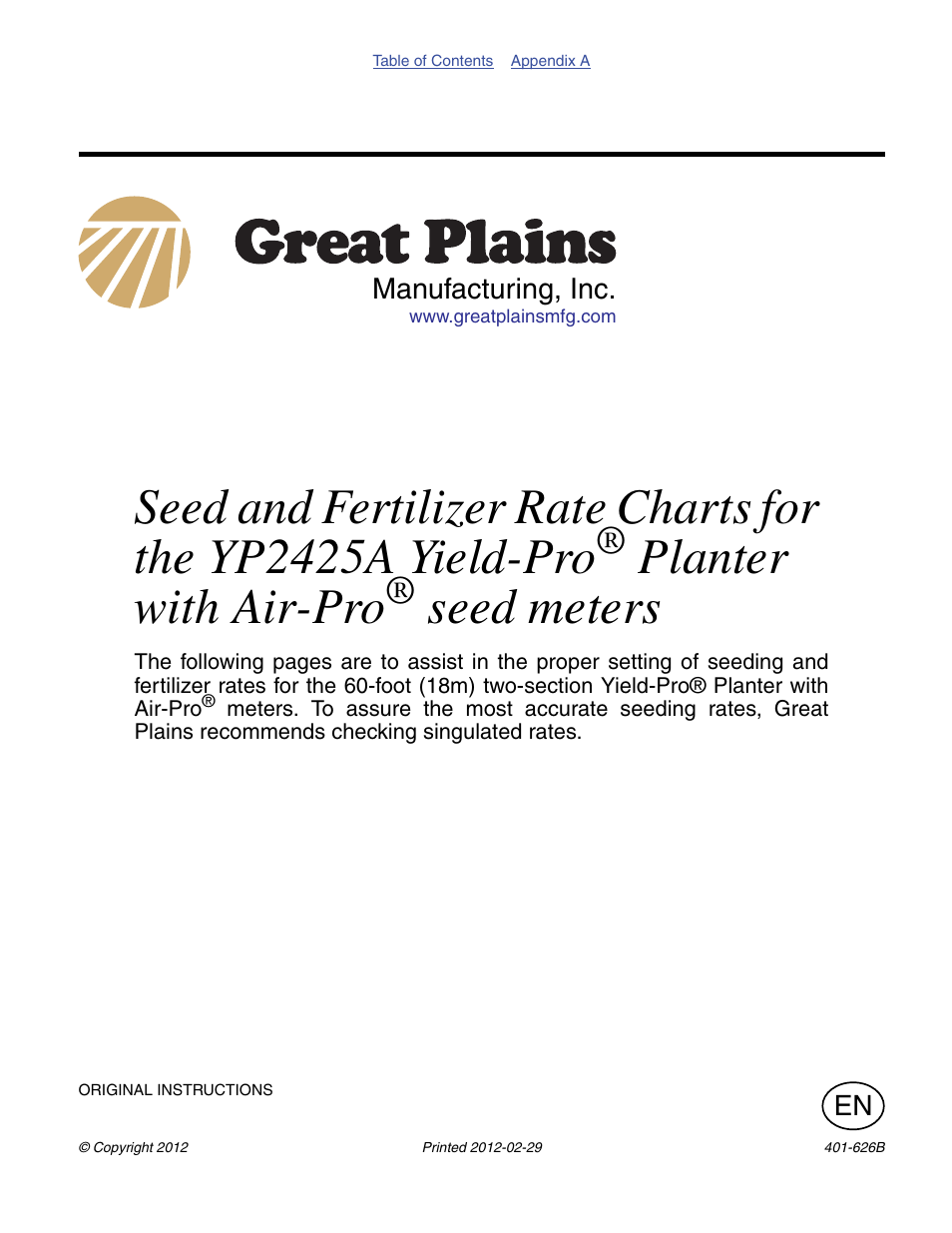 Great Plains YP2425A Material Rate User Manual | 70 pages