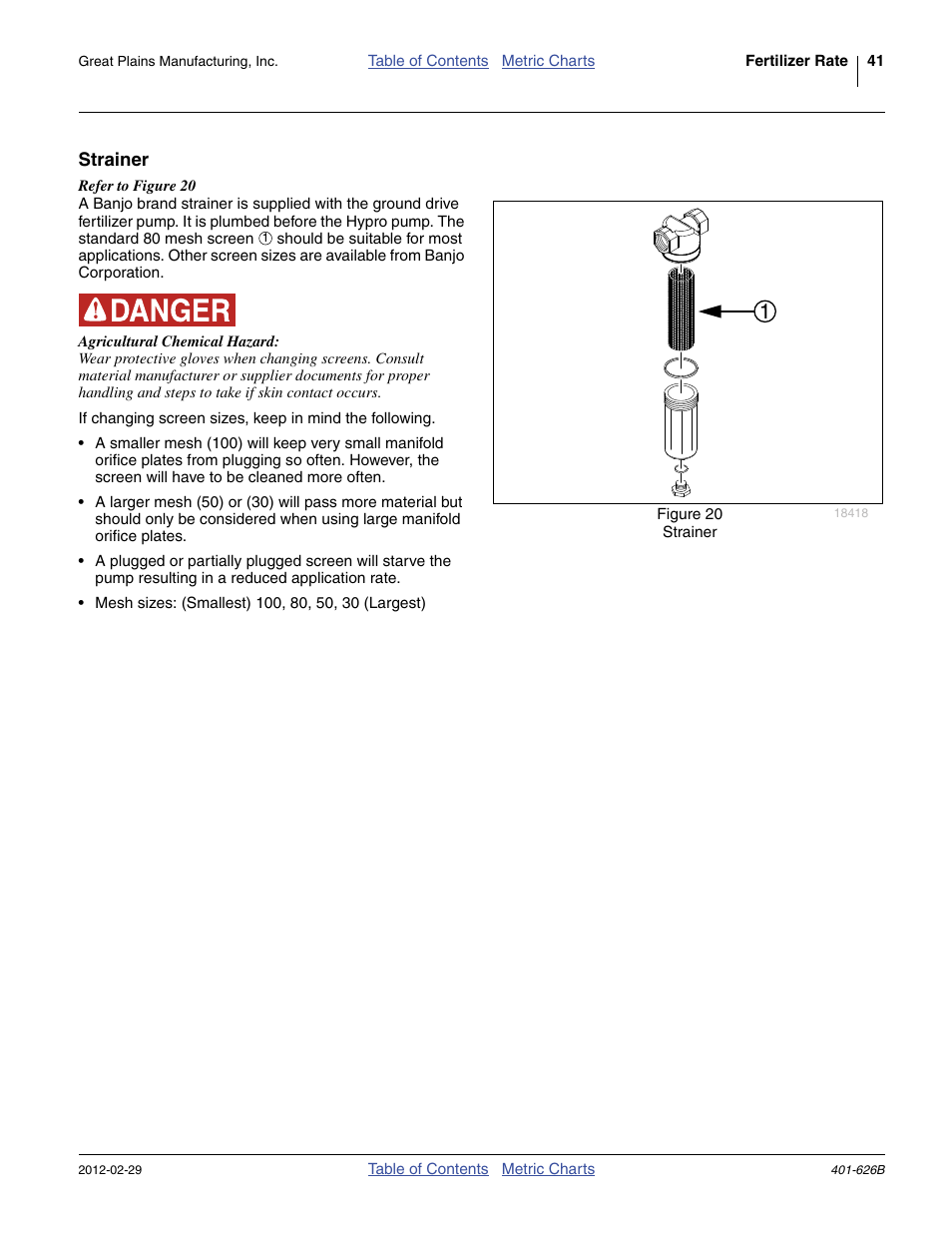 Strainer | Great Plains YP2425A Material Rate User Manual | Page 43 / 70