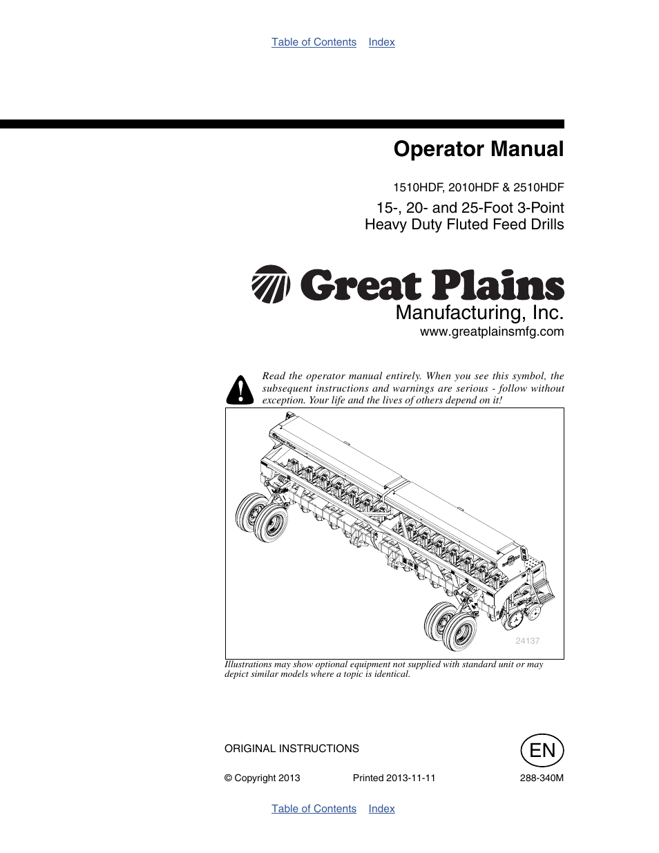 Great Plains 2510HDF Operator Manual User Manual | 82 pages