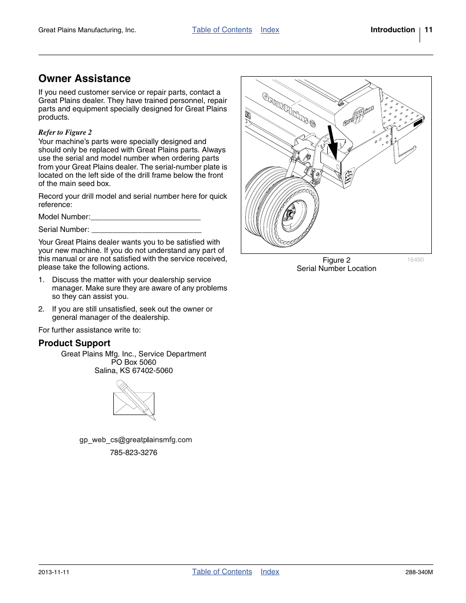 Owner assistance, Product support | Great Plains 2510HDF Operator Manual User Manual | Page 15 / 82