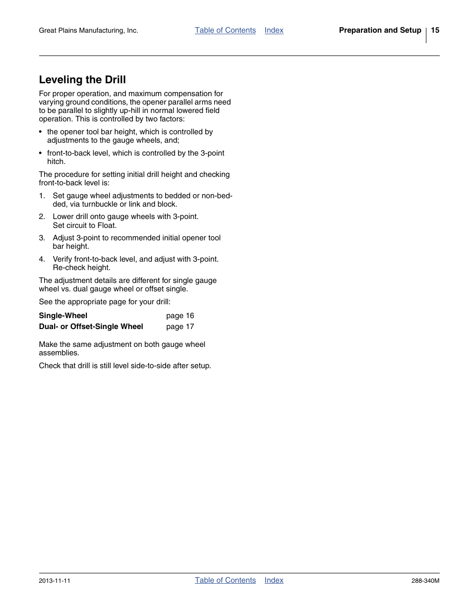 Leveling the drill | Great Plains 2510HDF Operator Manual User Manual | Page 19 / 82