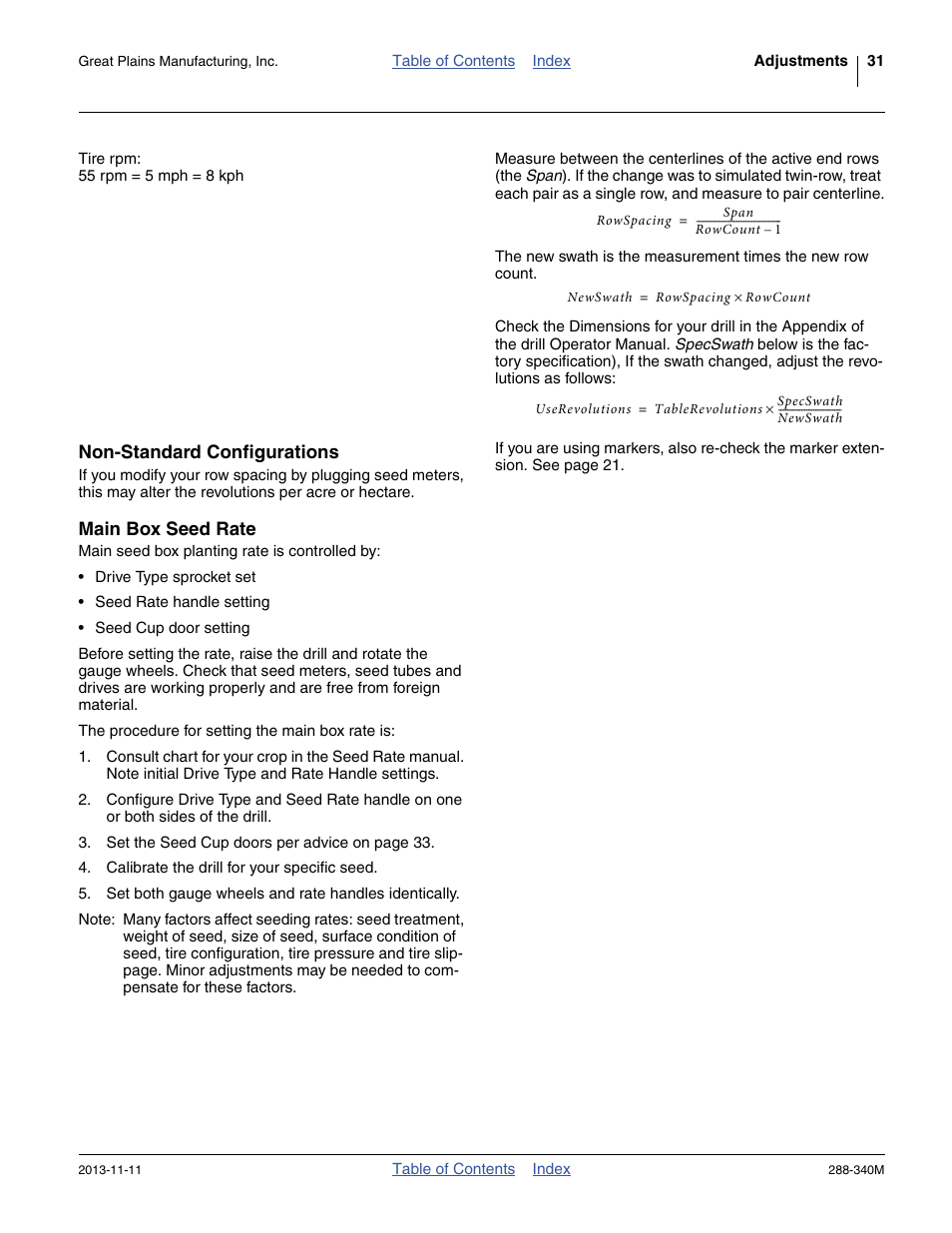 Non-standard configurations, Main box seed rate, Non-standard configurations main box seed rate | Great Plains 2510HDF Operator Manual User Manual | Page 35 / 82